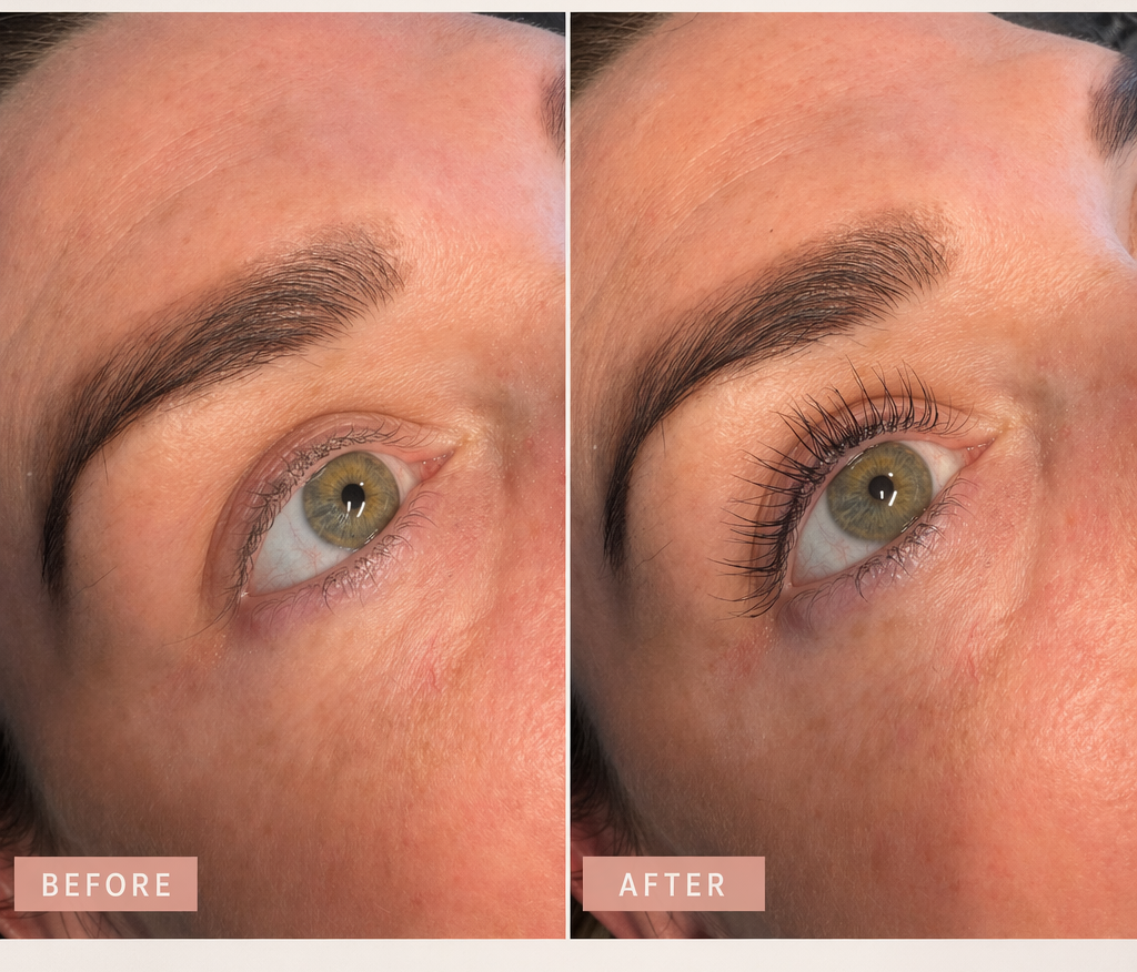 Korean lash lift before and after by Kimberley